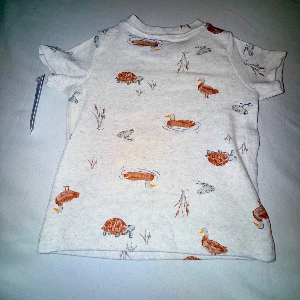 Carter's Child of Mine 3pc Outfit‎ Set 12M Green White NEW Stripes Duck Print